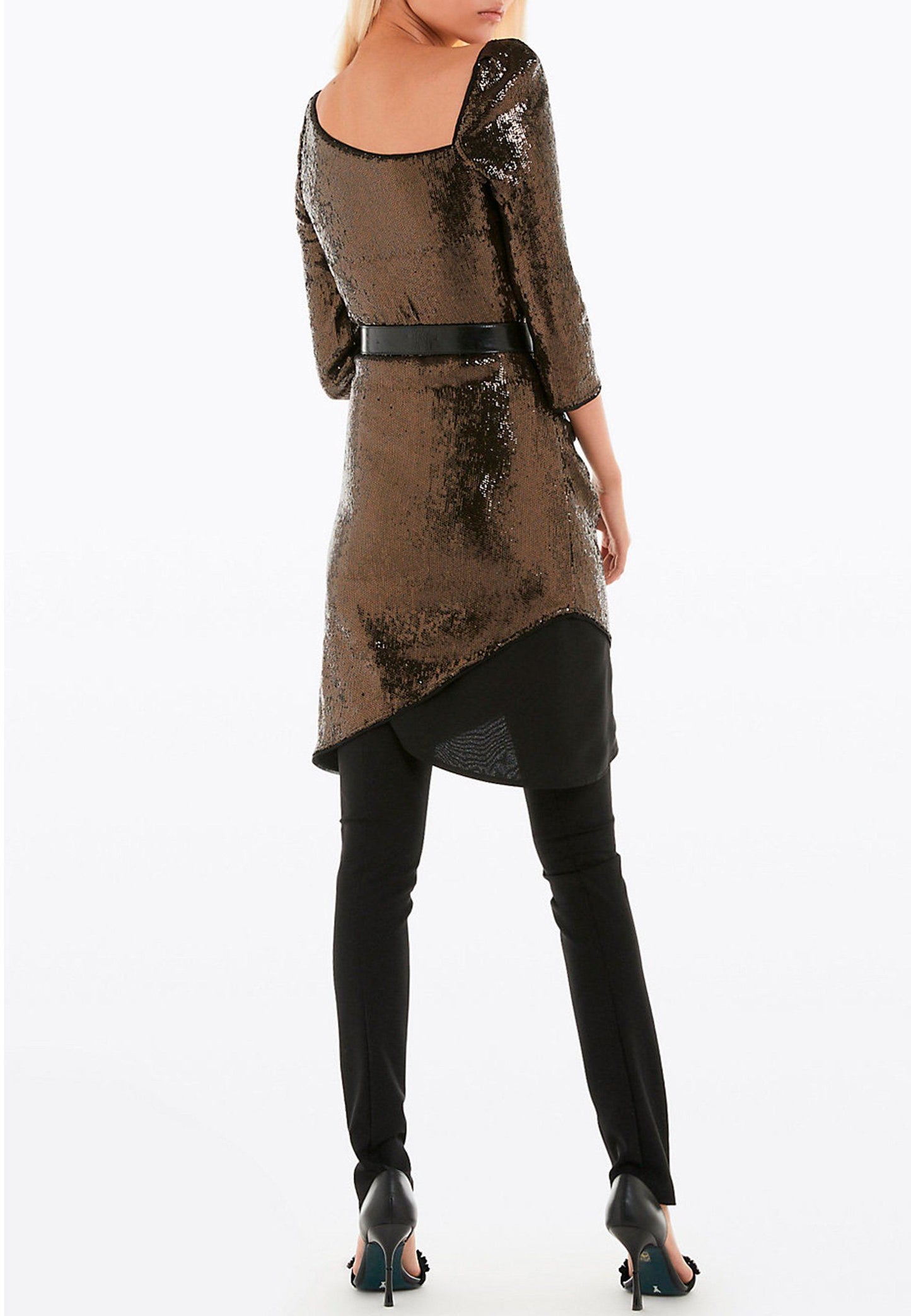 Elegant Asymmetrical Sequin Dress
