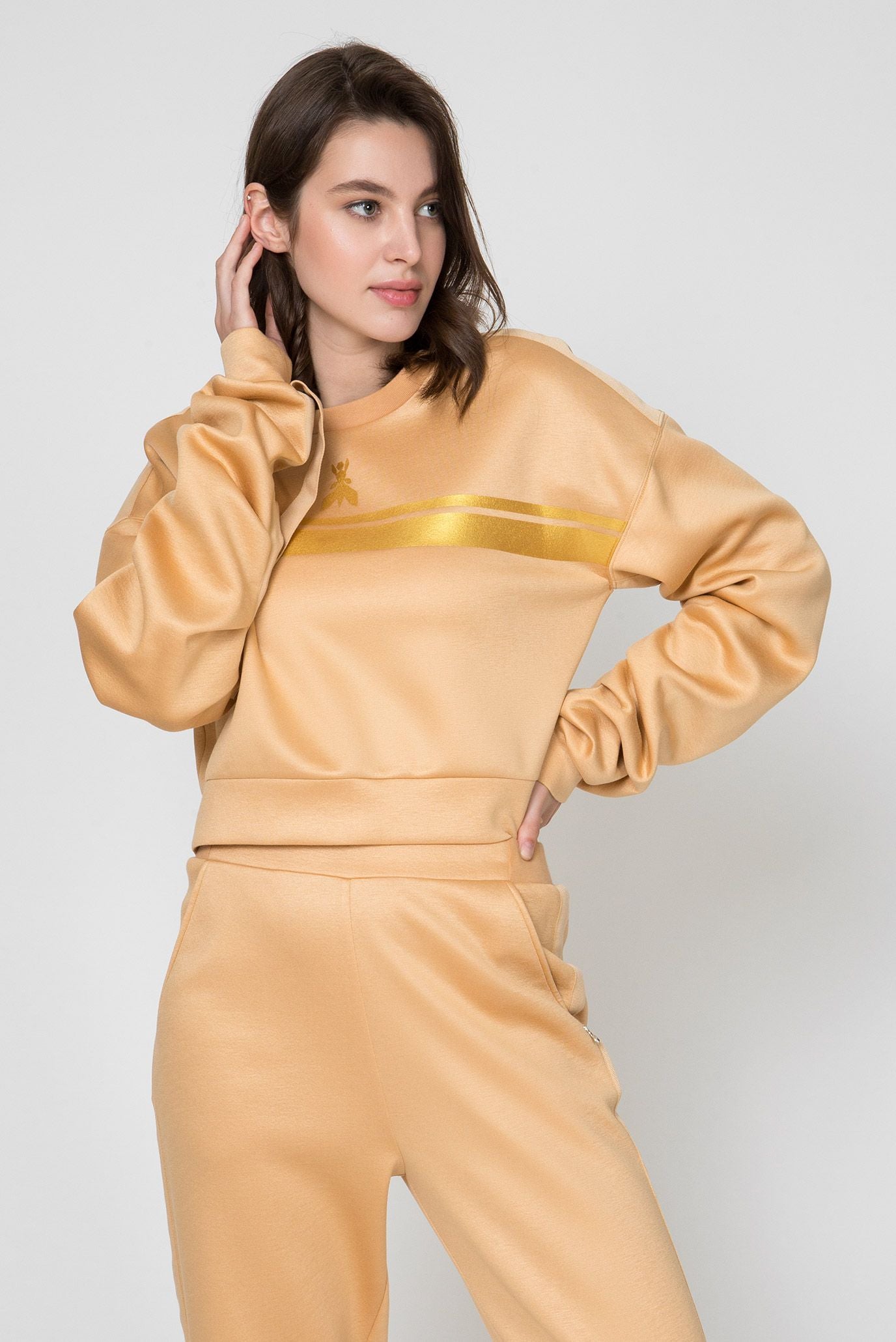 Chic Yellow Long Sleeve Crewneck Sweatshirt