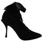 Elegant Black Ankle Heel Boots with Leather Sole