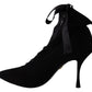 Elegant Black Ankle Heel Boots with Leather Sole