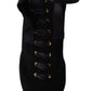Elegant Black Ankle Heel Boots with Leather Sole