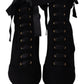 Elegant Black Ankle Heel Boots with Leather Sole