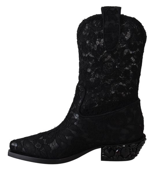 Elegant Viscose Leather Ankle Boots with Crystals