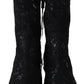 Elegant Viscose Leather Ankle Boots with Crystals