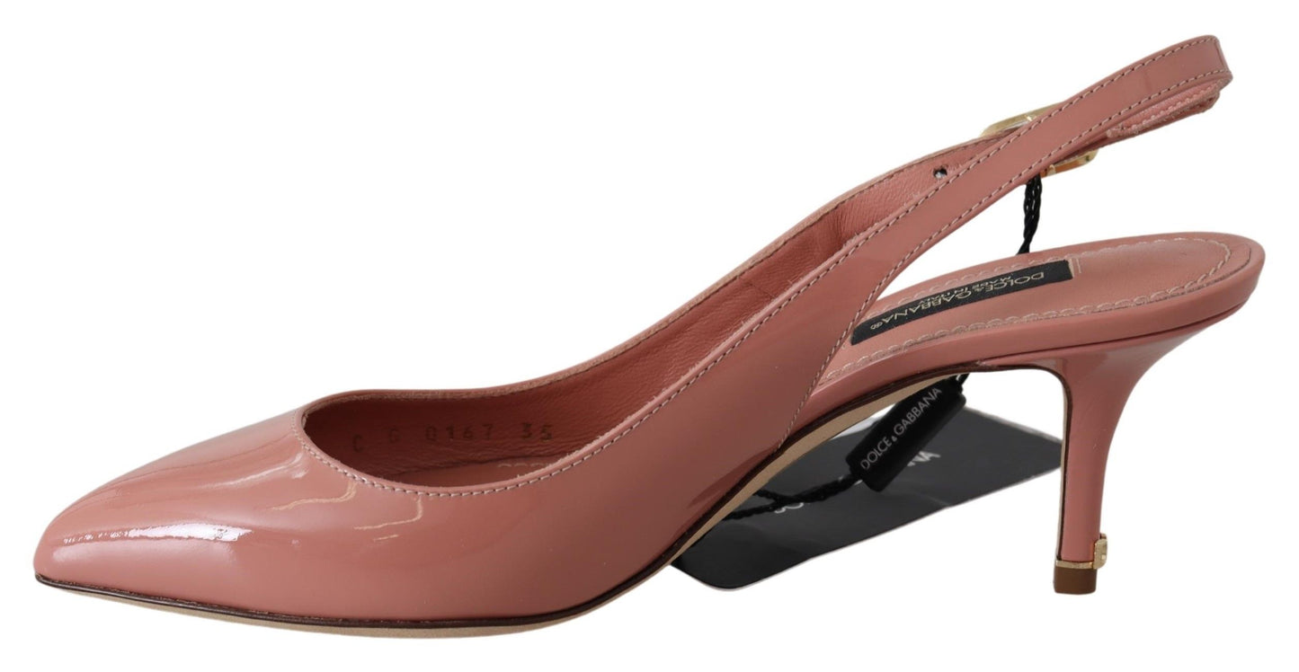 Elegant Pink Patent Leather Slingback Heels
