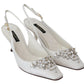Crystal Embellished Silk Slingbacks Heels