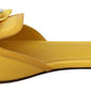 Yellow Bianca Embellished Leather Slides