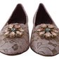 Enchanting Pink Lace Flats with Crystal Embellishments