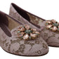 Enchanting Pink Lace Flats with Crystal Embellishments