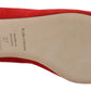 Crystal-Embellished Red Suede Flats