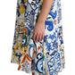 Majolica Print Silk Sleeveless Knee-Length Dress