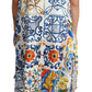Majolica Print Silk Sleeveless Knee-Length Dress