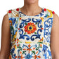 Majolica Print Silk Sleeveless Knee-Length Dress