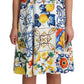 Majolica Print Silk Sleeveless Knee-Length Dress