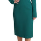 Emerald Wool Crepe Midi Dress With Crystal Brooches