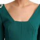 Emerald Wool Crepe Midi Dress With Crystal Brooches
