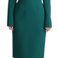 Emerald Wool Crepe Midi Dress With Crystal Brooches