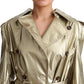 Elegant Gold Trench Coat with Double-Breasted Style