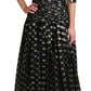 Elegant Maxi Black Silk Dress with Metallic Accent