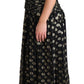 Elegant Maxi Black Silk Dress with Metallic Accent