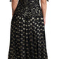Elegant Maxi Black Silk Dress with Metallic Accent