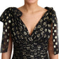 Elegant Maxi Black Silk Dress with Metallic Accent
