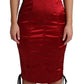 Radiant Red Satin Midi Dress with Corset Bodice