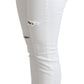 Chic White Mid Waist Designer Jeans