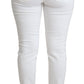 Chic White Mid Waist Designer Jeans