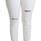 Chic White Mid Waist Designer Jeans