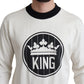 Royal Crown Crewneck Sweater in White