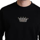Black Cotton Crown Pullover Mens Sweater