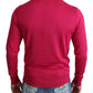 Elegant Pink Silk Crew-Neck Sweater