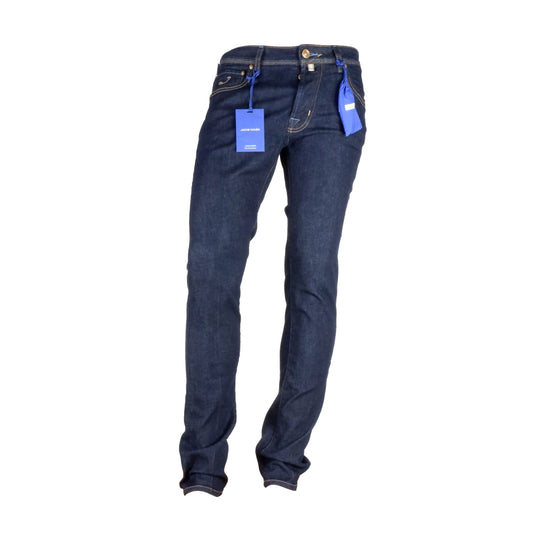 Elegant Bard Dark Denim Jeans with Leather Patch