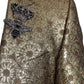 Elegant Gold Jacquard Martini Blazer Jacket