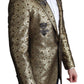 Elegant Gold Jacquard Martini Blazer Jacket