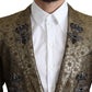 Elegant Gold Jacquard Martini Blazer Jacket