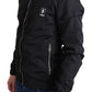 Elegant Black Hooded Windbreaker Jacket