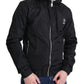 Elegant Black Hooded Windbreaker Jacket