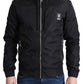 Elegant Black Hooded Windbreaker Jacket