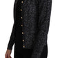 Elegant Chevron Wool Cardigan with Logo Buttons