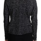 Elegant Chevron Wool Cardigan with Logo Buttons