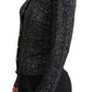Elegant Chevron Wool Cardigan with Logo Buttons
