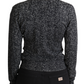Elegant Chevron Wool Cardigan with Logo Buttons