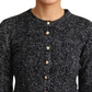 Elegant Chevron Wool Cardigan with Logo Buttons