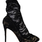 Elegant Black Openwork Stiletto Ankle Boots