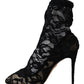 Elegant Black Openwork Stiletto Ankle Boots