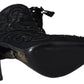 Elegant Black Tulle Lace-Up Boots
