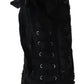 Elegant Black Tulle Lace-Up Boots