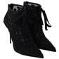 Elegant Black Tulle Lace-Up Boots